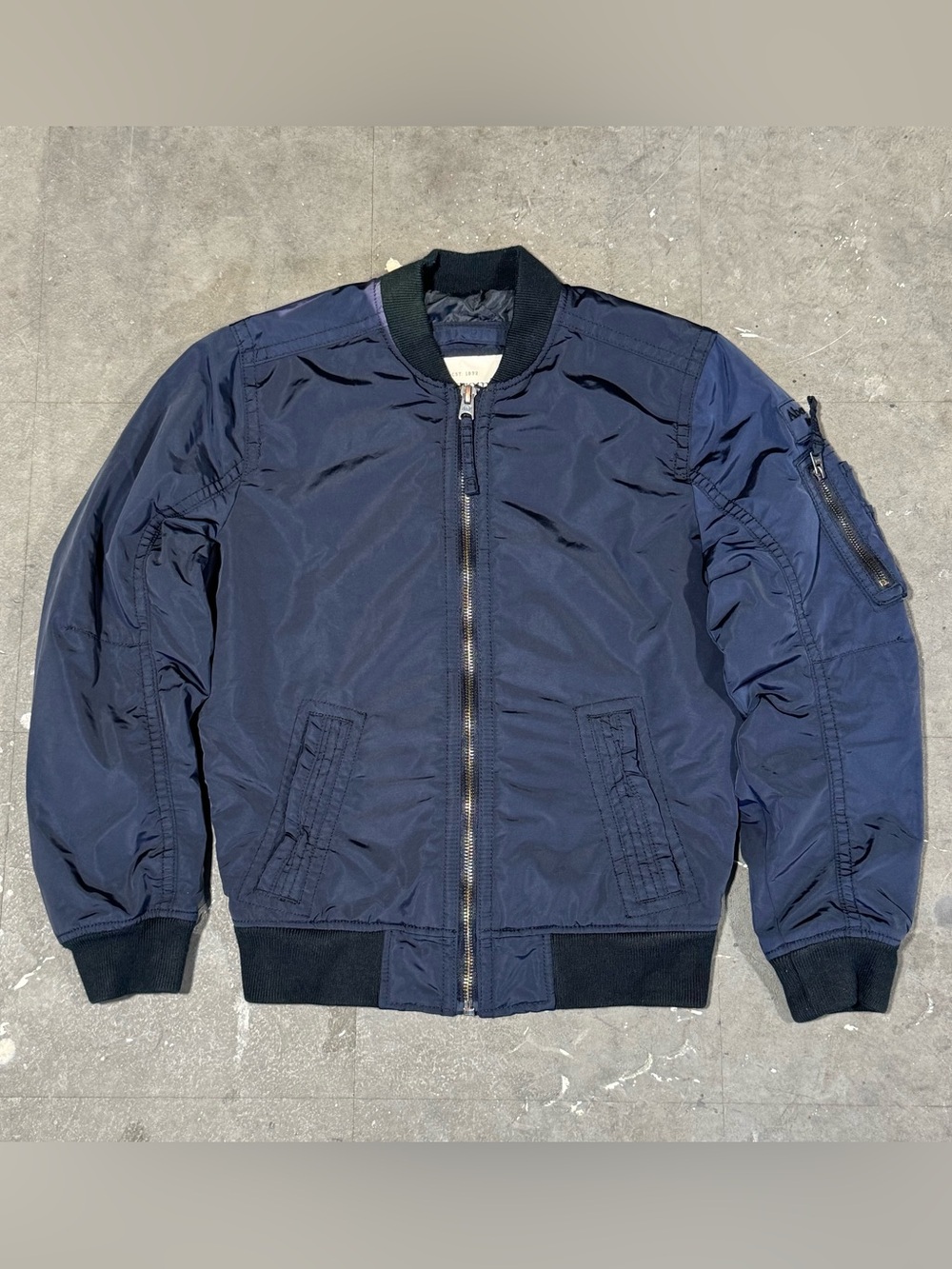 Y2K Abercrombie & Fitch MA-1 Military Flight Bomber Jacket Navy Blue Size Small